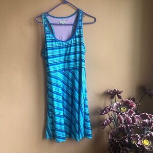 Tehama Women Blue Stripped Athletic Dress - Medium